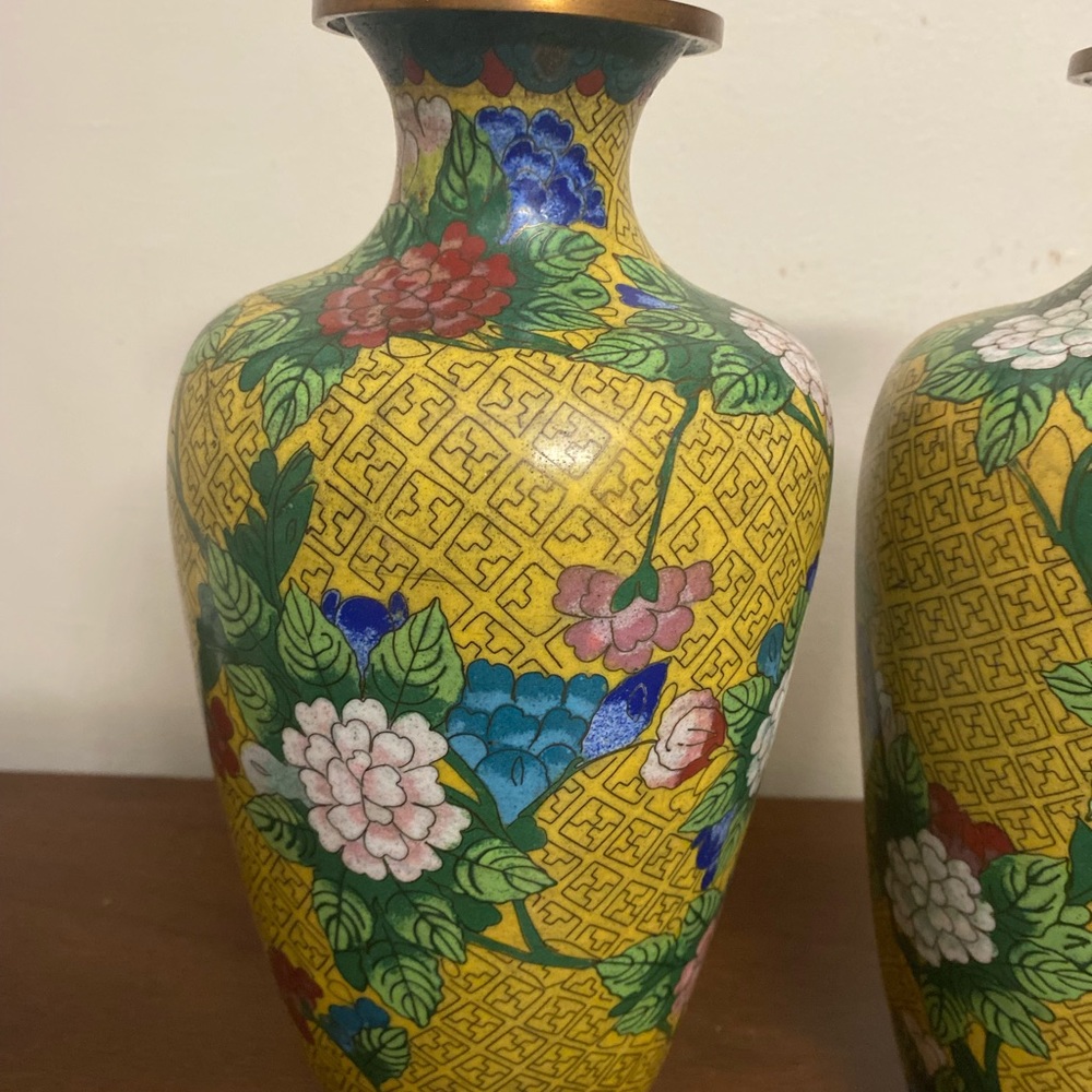 Two vintage Chinese Cloisonné Vases